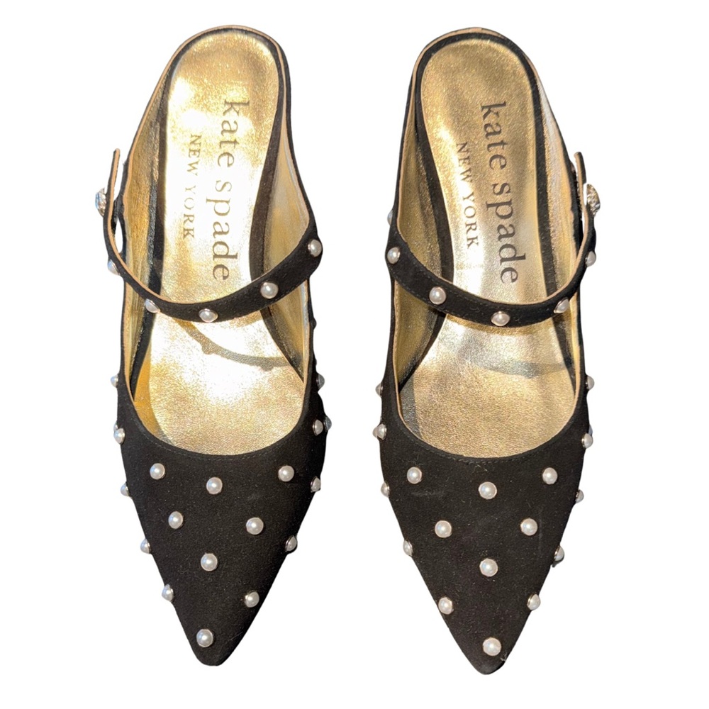 Kate Spade Marisol Faux Pearl Suede Mules Size 8 - Picture 6 of 9